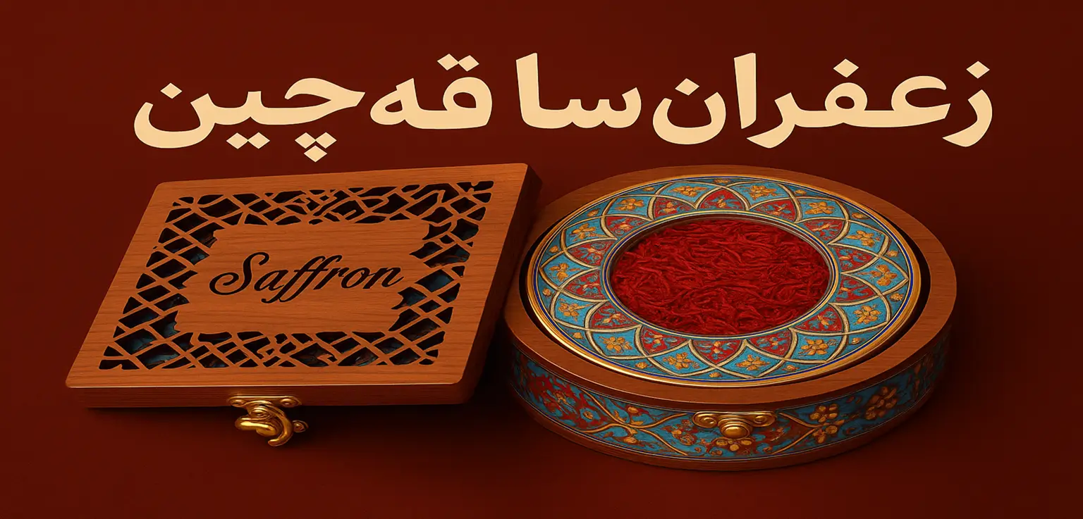 ساقه چین - استند محصولات زعفران مارکت در ویترین لوکس